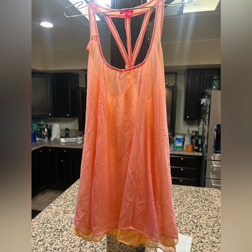 Betsey Johnson pink and orange mesh nightie. Size medium.
